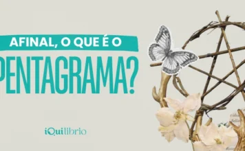 Significado espiritual do Pentagrama e seu uso nas diferentes tradições Imagem institucional iQui, com símbolo do pentagrama, flores e "Afinal, o que é o Pentagrama?"