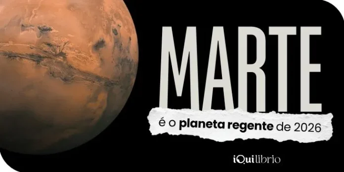 Imagem institucional da iQui, com o planeta Marte e texto 