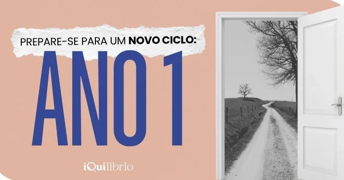 Numerologia para 2026: as energias do ano regido pelo número 1 Imagem institucional da iQui, com destaque para "ANO 1" e uma porta aberta.