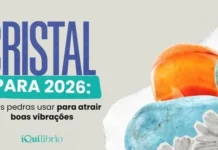Cristal para 2026: saiba qual usar para equilibrar e iluminar seus caminhos Imagem institucional com diversos cristais e a frase "Cristal para 2026"