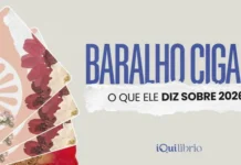 Carta do Baralho Cigano 2026: o Cavaleiro e as energias do ano novo Imagem institucional, mostrando logo iQuilibrio, cartas do Baralho Cigano