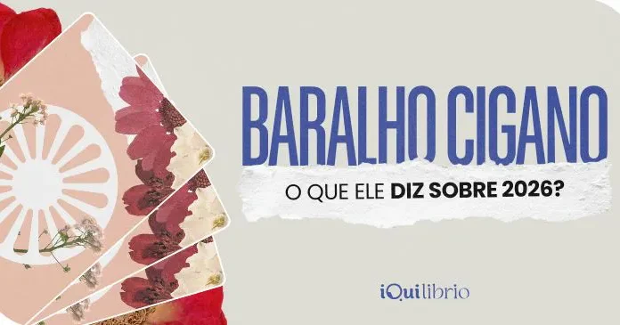 Carta do Baralho Cigano 2026: o Cavaleiro e as energias do ano novo Imagem institucional, mostrando logo iQuilibrio, cartas do Baralho Cigano