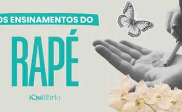 Os benefícios do rapé, o tabaco sagrado dos povos originários Imagem mostra colagem de elementos que lembram a floresta, uma mão aberta e um soprador de rapé